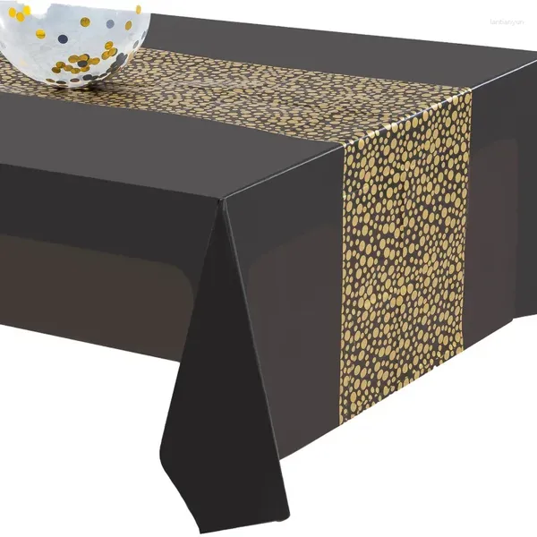 Tela de mesa 137x274cm Dot de punto desechable mantel dorado para suministros de fiesta de feliz cumpleaños decoración de boda oro rojo negro color blanco color