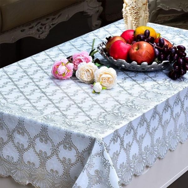 Nappe de table en PVC, 140/180cm, résistante à l'huile, à l'eau, tapis de mariage, rectangulaire, décorative en plastique