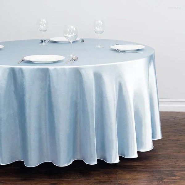 Mesa de mesa 145 cm redondo satén mantenimiento cubierta de la superposición de tela lisa brillante para la fiesta de bodas decoraciones de restaurantes