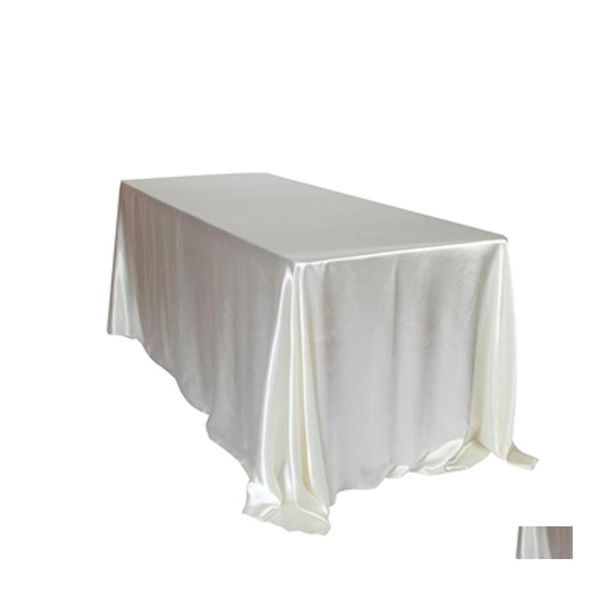 Nappe De Table 145X320Cm Nappes Blanches / Noires Er Rectangar Nappe De Satin Pour La Fête D'anniversaire De Mariage El Banquet Décoration Drop De Dhgsn