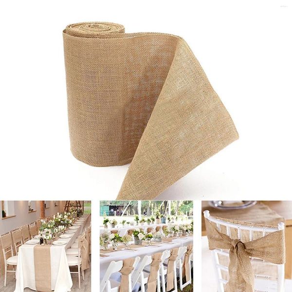 Tableau de table 15/30 cm de largeur de jute Vintage Vintage Natural Runner Burlap Rustique Khaki Party Country Mariage Décoration de chaise de chaise