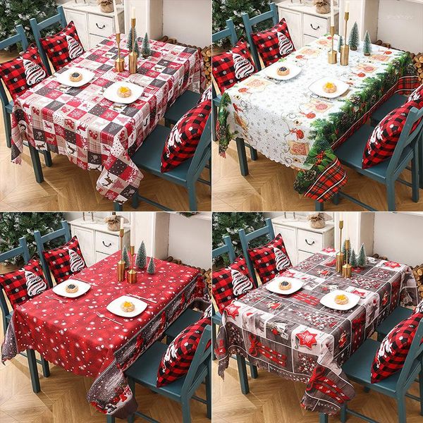 Nappe de Table 150x180cm Nappe Rectangle De Noël Polyester Runner Party Étanche À Manger Navidad Année Décoration