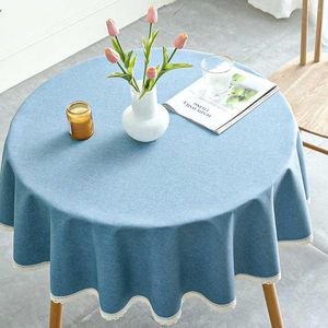Nappe de table 160x160cm décor à la maison résistant à l'huile Tables imperméables couverture forme ronde décoration nappes fournitures bleu