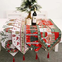 Tafelkleed 180 33 Cm Linnen Kerst Mat Bomen Sneeuwpoppen Print Eetkamermatten Jaar Woondecoratie Party Tapijten