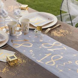 Table Cloth 18th Shiny Gold Birthday Mesh Flag Cover Happy Party Decorations For Adults Home 18st Bithday Decor