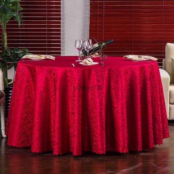 Nappe De Table 1 PC Vente Chaude Blanc Beige Rouge 8 Couleurs Hôtel Banquet Polyester Jacquard Table À Manger Couverture De Mariage Décoration Nappe Ronde HKD230818