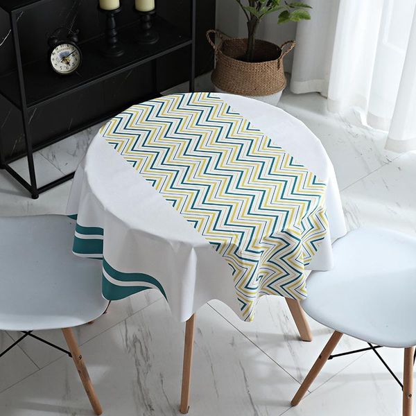 Nappe 1Pc Toile cirée Sur Pvc Imperméable Piste La Couverture Nappe Ronde Silicone Moderne Ramadan Décoration