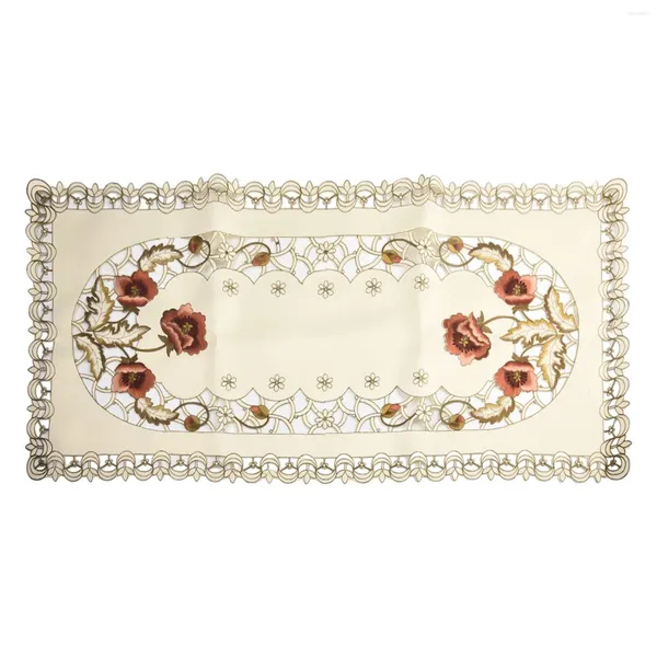 Tableau de table 1pc Rectangle Vintage brodé nappe en dentelle en lin