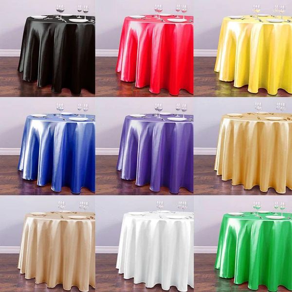 Nappe de Table ronde en Satin, couleur unie, pour fête de mariage, Restaurant, salle à manger, Banquet, décoration de maison, 145cm, 1 pièce