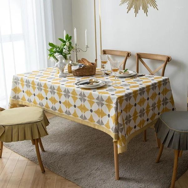 Tableau de table 1pc nappe couleur jaune rectangle épais couvertures de salon décor de restauration coton 140 180/140 220cm