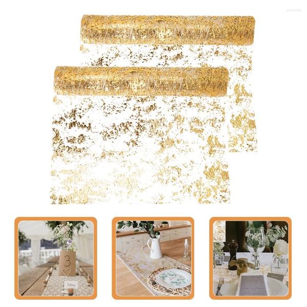 Mantel 2 PCS Golden Runner Decoración navideña Decoraciones Los mapas Comedor para el hogar 2024