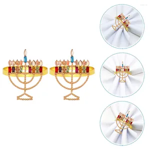 Mantel 2 PCS Los anillos de servilleta Kosher de Navidad Servilleta europea Hebilla Reutilizable Aleación Delicado Banquete Menorah