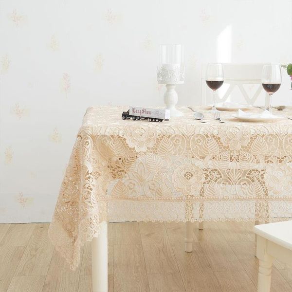 Nappe de Table 20 Polyester Ménage Style Pastoral Café Couleur Évider Brodé Épais Meubles Couverture