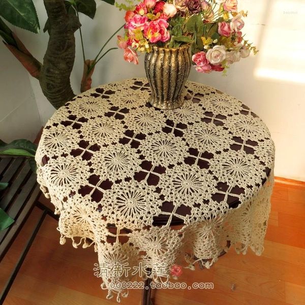 Nappe de Table 2014 Design Français Classique Belle Fait Main Crochet Carré Découpe Vintage Coton Tricoté Couverture