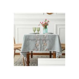 Nappe de table 2023 Mode Floral Design Fringe Décoré Nappe de lin Rectangar Er Mariage Thé 231019 Drop Livraison Maison Jardin T Dhyty