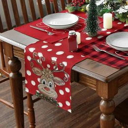 Tableau de table 2024 Frappe de Noël lin imprimé couverture joyeuses décorations pour les cadeaux de fête de l'année de Noël