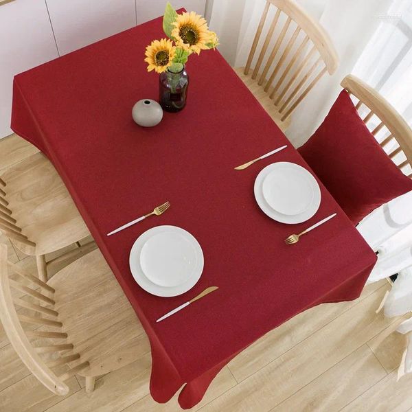 Pable de mesa 2024 Red algodón rojo y lino Rectangular Cloth_jes4089