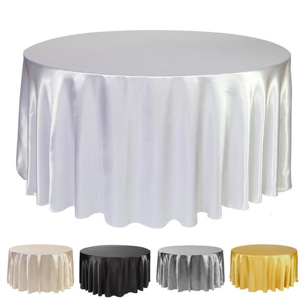Nappe de table ronde 228 cm en tissu satiné pour anniversaire, mariage, banquet, restaurant, festival, approvisionnement 230330