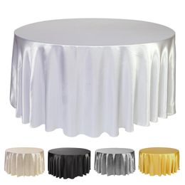 Mantel 228 cm Redondo Satén Mantel Mantel Cubierta de mesa Superposición para cumpleaños Banquete de bodas Restaurante Festival Fiesta Suministro 230613