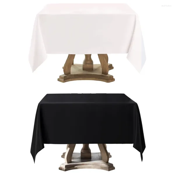 Tableau de table 2pcs 58x58 pouces carré blanc noir dans une nappe en tissu en polyester pour le restaurant de banquet de mariage et les fêtes en satin lisse solide