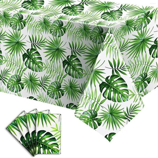 Nappe 2PCS Hawaii Feuilles De Palmier Nappe 130 220cm Plastique Jetable Couvertures Rectangulaires Tropicales Pour Fête D'anniversaire Baby Shower