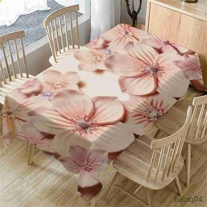 Tafelkleed 3D Tafelkleed Gesneden Bloemen Patroon Waterdichte Eettafel Doek Rechthoekige Theetafel Cover Picknick Mat Home Decor R230726