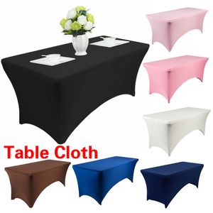 Tafelkleed 4/6FT Tafelkleed Rechthoekig Rood Wit Hoge Stretch Spandex Hoes Salontafel Woonkamer Bruiloft Verjaardag el Event Decor 230621