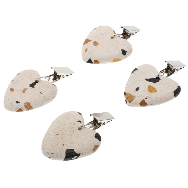 Nappe 4 Pcs Coeur Nappe Pendentif En Acier Inoxydable Tables Poids Bureau Pince Pierre Marbre Terrazzo