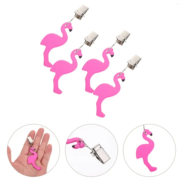 Nappe 4 pièces pinces de couverture intérieure cintres en acier inoxydable flamant rose nappe poids Clips en métal porte-vêtement Portable