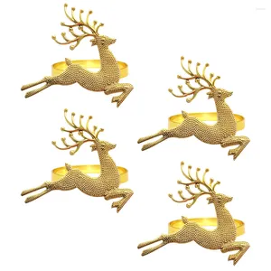 Mantel 4 piezas Servilletero Navidad Vajilla Decorativo Navidad Hebilla Metal Aleación Anillos Elk Titulares Reno