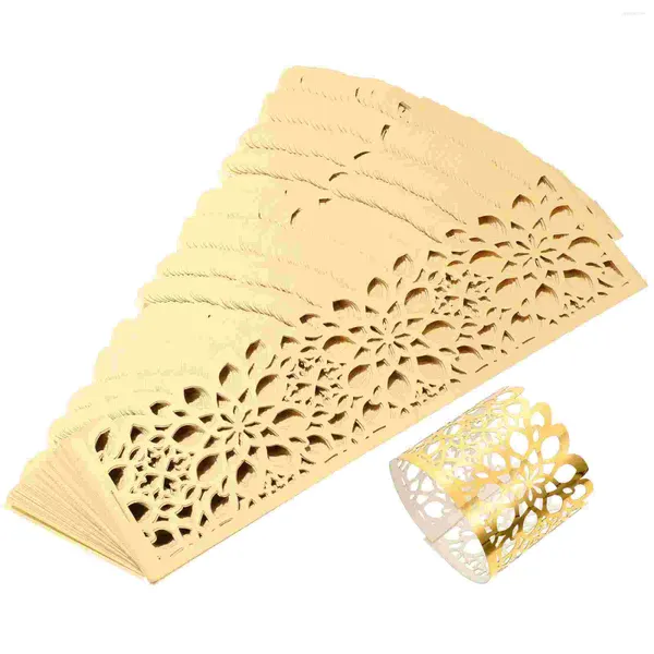 Tableau de table 50 pcs creux anneau de serviette en or décor boucles décoratives en papier creux serpiette