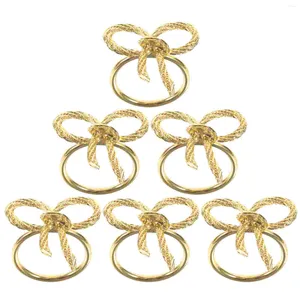 Tafelkleed 6 Stuks Servet Gesp Decoratie Metalen Trim Diner Houder Houders Party Gouden Bruiloft Serviette Ring Ornament Versieren