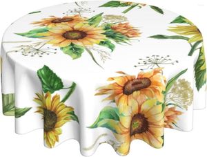 Tafeldoek 60 '' Ronde tafelkleden zonnebloem cirkelvormige deksel in wasbaar polyester geweldig voor buffetpartijen vakantie diner