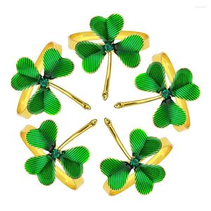 Tableau de table 6pcs St Patrick's Day Sonds Rings Rings Boldants Shamrock Ring Serviette Decoration