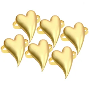 Mantel 6pcs Anillos de servilleta de San Valentín Servilleteros de metal Decoración de corazón