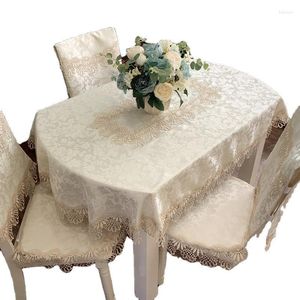 Nappe de Table ovale en dentelle et housse de chaise, 7 pièces/ensemble, peut être assortie aux meubles chinois européens et américains