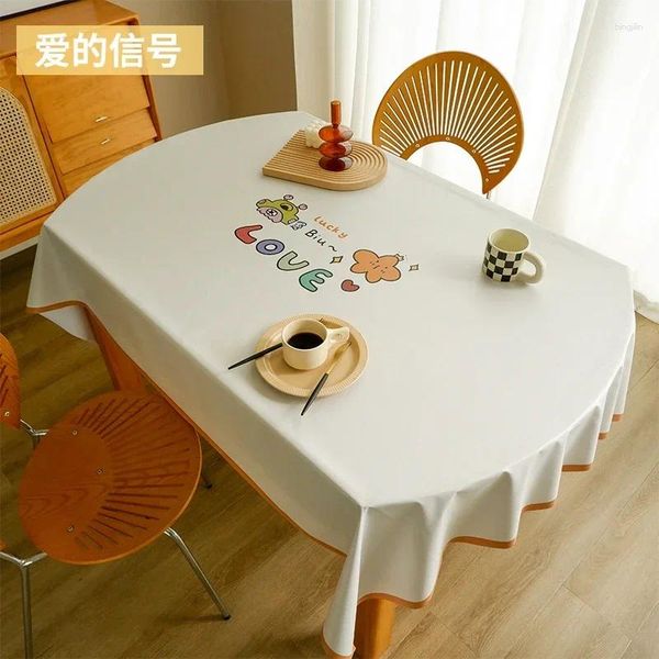 Tableau de table 9016 PVC Dîner importé avec luxe léger imperméable à l'huile et nappe rectangulaire en sensation haut de gamme