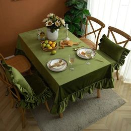 Tableau de table A134 Nordic Simple Velvet Natelcloth Ruffled Rectangular Color Couleur épaissie de tissu