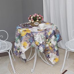 Mantel de mesa, pintura europea abstracta, café, campo, arte floral fragmentado, decoración redonda al óleo para boda