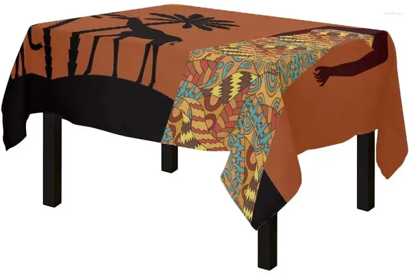 Tableau de table africain femme noire palmier éléphant girafe coton couvercle de tissu en tissu