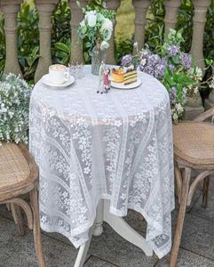 Tafelkleed American Country Lace Wit Tafelkleed Bloem Borduurwerk Hoes Wasbaar Stofdicht Outdoor Servet
