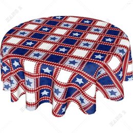 Tafelkleed Amerikaanse vlag Tafelkleed Ronde 60 inch 4 juli patriottische wasbare wasbare geruite deksel voor huiskeuken eetfeestje