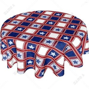 Tableau de nappe de drapeau américain Round 60 pouces 4 juillet Couvercle à carreaux lavables patriotiques pour la cuisine de cuisine à domicile