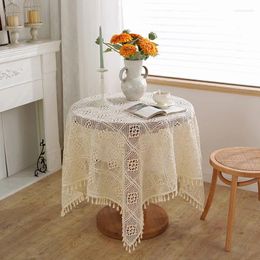 Mesa de tela americana de crochet pastoral cubierta de mantel tejida