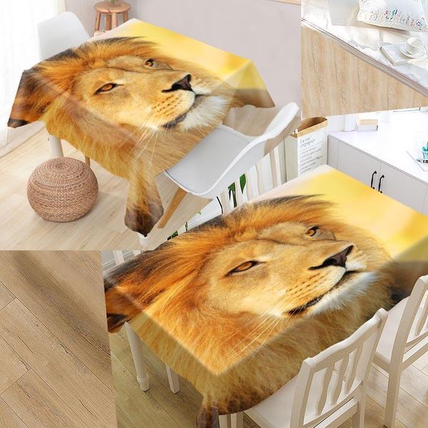 Nappe de table arrivée personnalisée Lion tissu Oxford imperméable nappe rectangulaire fête à la maison