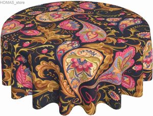 Tafelkleed paisley bloempatroon tafelkleed ronde tafel deksel wasbare polyester tafelkleed voor keuken feest picknick dinering decor 60 y240401