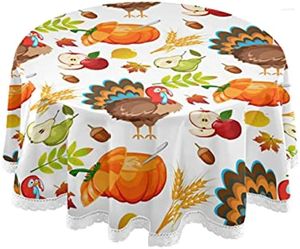 Tableau de nappe d'automne Pumpkin Turquie Couverture décorative en polyester lavable pour le banquet de restauration de fête de Noël 60 pouces