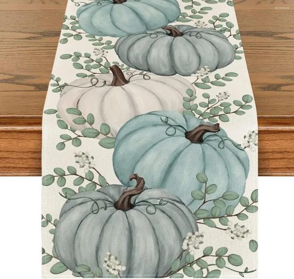Tableau de table d'automne Thanksgiving Polka Dot Pumpkins Vine Linen Coureurs Décor de cuisine Ferme Ferme Holiday