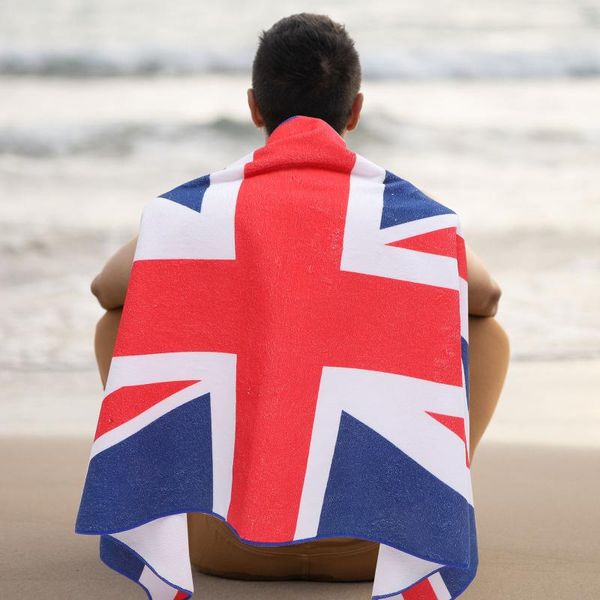 Nappe de plage, serviette de plage, grands drapeaux britanniques, en vrac, compacte, en fibres super fines, accessoires de voyage, confortables, serviettes supplémentaires