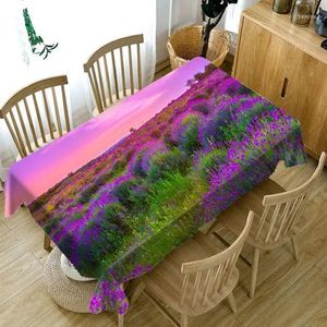 Nappe de table en polyester rectangulaire imperméable et résistante à l'huile avec motif rose vif pour la décoration de la maison et de la cuisine Li